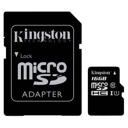 MicroSD HC 16GB Kingston class 10 s adaptérom