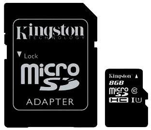 Micro SD HC 8GB Kingston pamäťová karta + adaptér