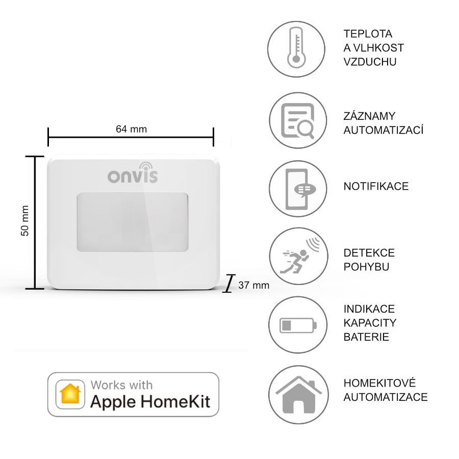 Pohybové čidlo 3 v 1 ONVIS - HomeKit - BLE 5.0