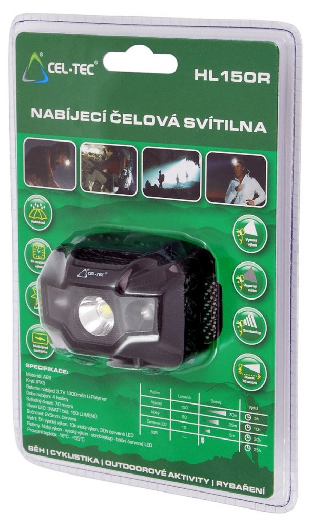 Nabíjacie LED čelové svietidlo CEL-TEC HL150R