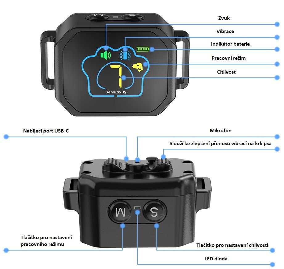 Vibračný protištěkací obojok BENTECH T60C